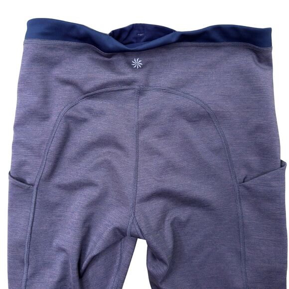 Athleta 7/8 Leggings M Medium Ultimate Stash Pocket Tight Heather Purple/Blue - Picture 4 of 9